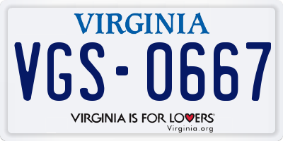 VA license plate VGS0667