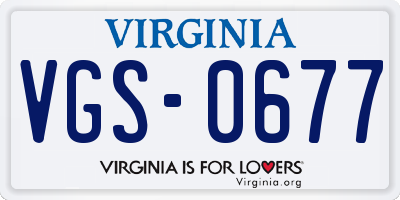 VA license plate VGS0677