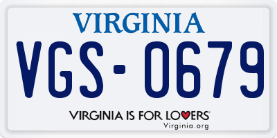 VA license plate VGS0679