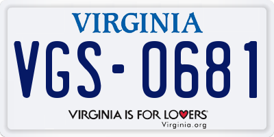 VA license plate VGS0681