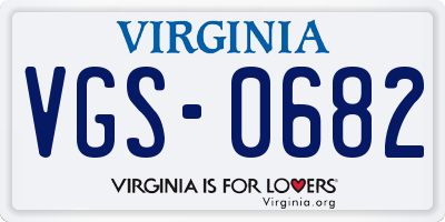 VA license plate VGS0682