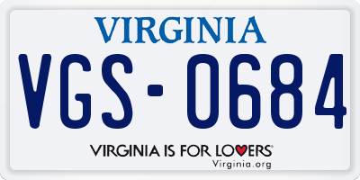 VA license plate VGS0684