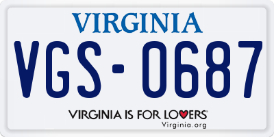 VA license plate VGS0687
