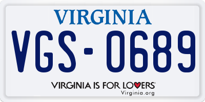 VA license plate VGS0689