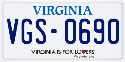 VA license plate VGS0690