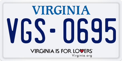 VA license plate VGS0695