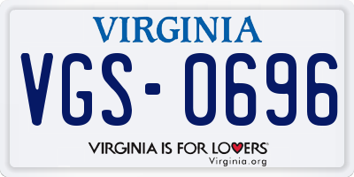 VA license plate VGS0696
