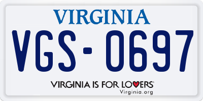 VA license plate VGS0697