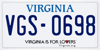 VA license plate VGS0698