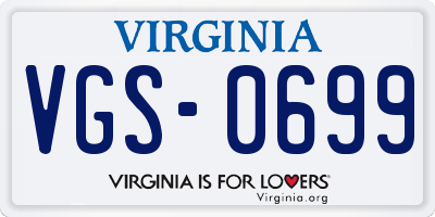VA license plate VGS0699