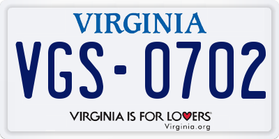 VA license plate VGS0702
