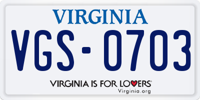 VA license plate VGS0703