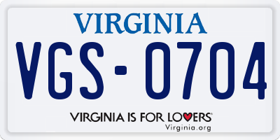 VA license plate VGS0704