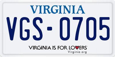 VA license plate VGS0705
