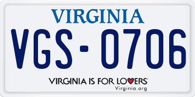 VA license plate VGS0706