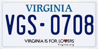 VA license plate VGS0708