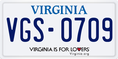 VA license plate VGS0709