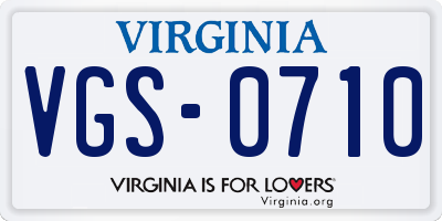 VA license plate VGS0710