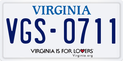 VA license plate VGS0711