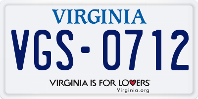 VA license plate VGS0712