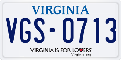VA license plate VGS0713