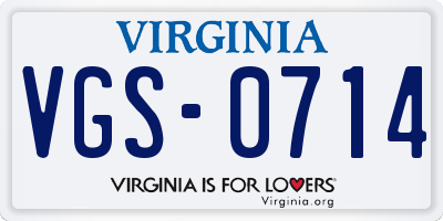 VA license plate VGS0714