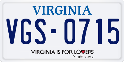 VA license plate VGS0715