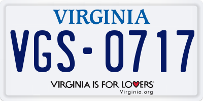 VA license plate VGS0717