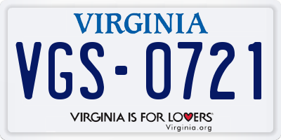 VA license plate VGS0721