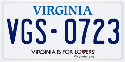 VA license plate VGS0723