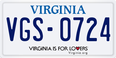 VA license plate VGS0724