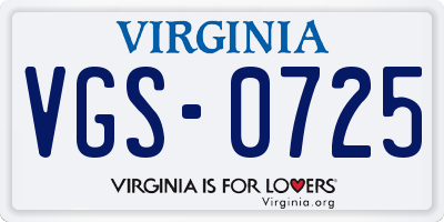 VA license plate VGS0725