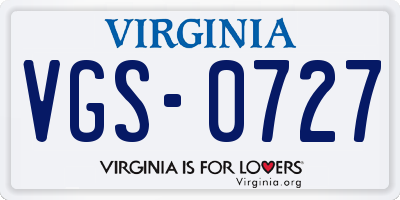 VA license plate VGS0727