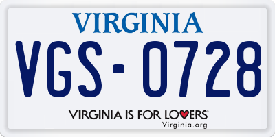 VA license plate VGS0728
