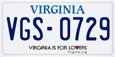 VA license plate VGS0729