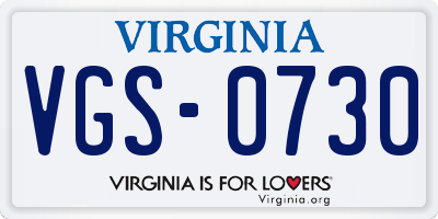 VA license plate VGS0730