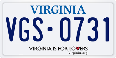 VA license plate VGS0731