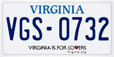 VA license plate VGS0732
