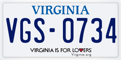 VA license plate VGS0734