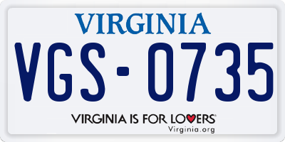 VA license plate VGS0735