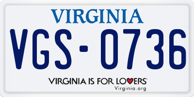 VA license plate VGS0736