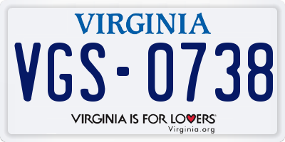 VA license plate VGS0738