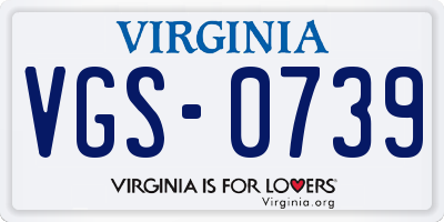 VA license plate VGS0739