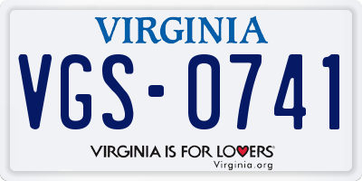 VA license plate VGS0741