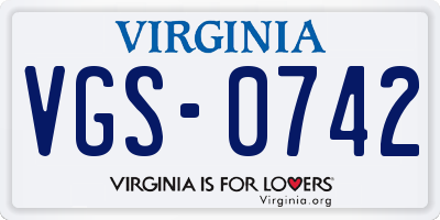 VA license plate VGS0742