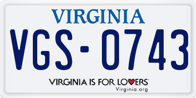 VA license plate VGS0743