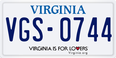 VA license plate VGS0744