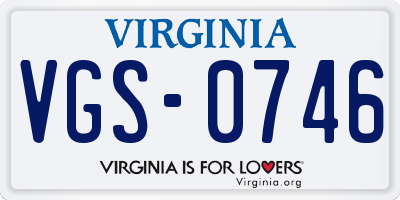 VA license plate VGS0746
