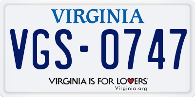 VA license plate VGS0747