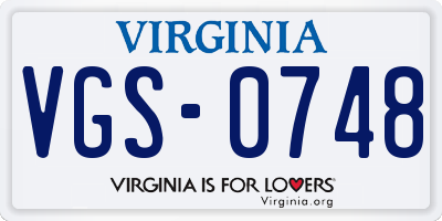 VA license plate VGS0748